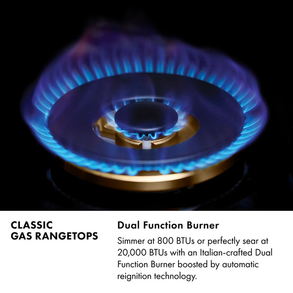 ZLINE 36 in. Classic Gas Rangetop with 6 Burners and Porcelain Cooktop in Stainless Steel with Griddle (RT-GR-36)