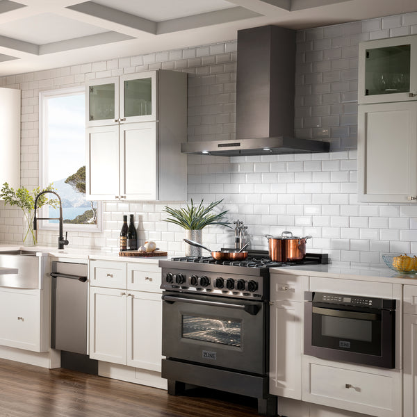 ZLINE 30 in. Convertible Vent Wall Mount Range Hood in Black Stainless Steel Handle, Open Box-Great Condition