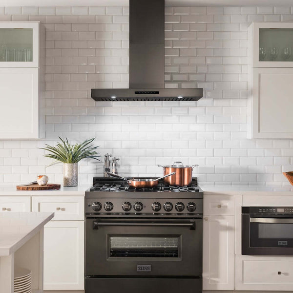 ZLINE 30 in. Convertible Vent Wall Mount Range Hood in Black Stainless Steel, Handle Open Box-Good Condition