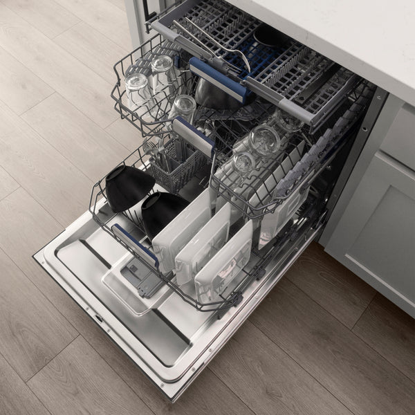 ZLINE 24 in. Tallac Series 3rd Rack Dishwasher with Auto Door Open Drying, 51dBa, Stainless Steel Panel (DWV-304-24)