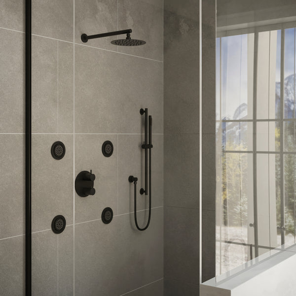 ZLINE Autograph Edition Emerald Bay Thermostatic Shower System with Body Jets in Matte Black (EMBY-SHS-T3-MB)