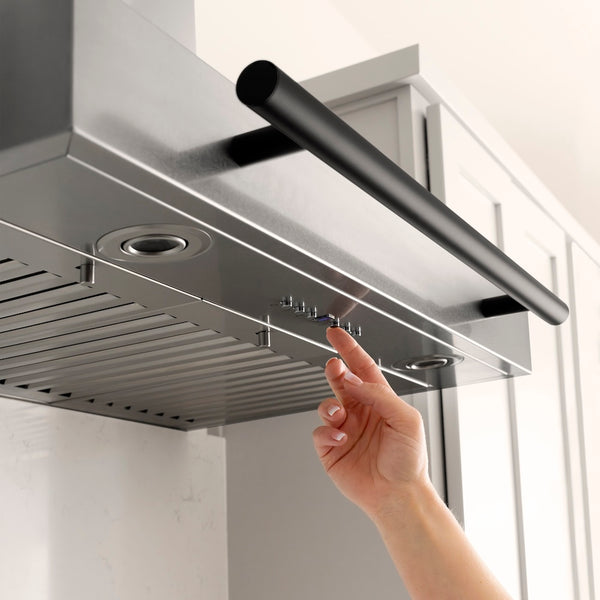 ZLINE 30 in. Autograph Edition Convertible Stainless Steel Range Hood with Stainless Steel Shell and Matte Black Accents (KB4STZ-30-MB)