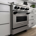 ZLINE Autograph Edition 30 in. 4.0 cu. ft. Legacy Dual Fuel Range with 4 Burner Gas Cooktop and Electric Convection Oven in Stainless Steel and Matte Black Accents, Open Box-Great Condition