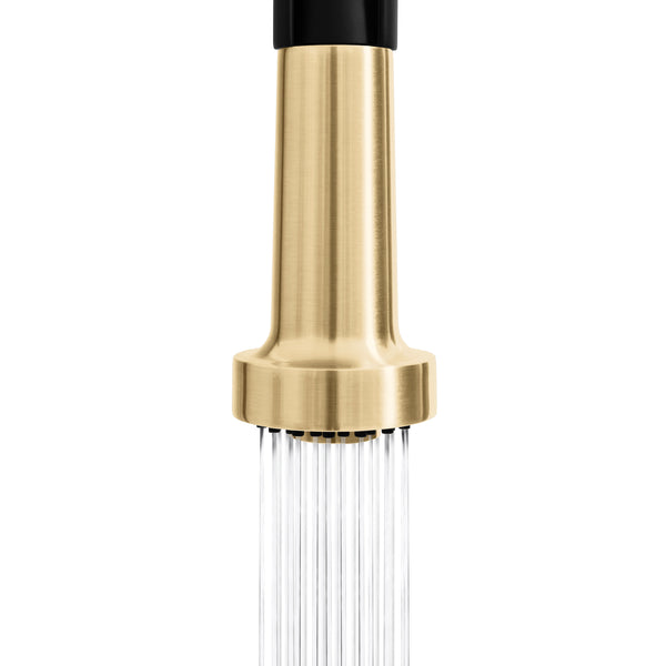 ZLINE Autograph Edition Apollo Pull Down Spring Single Handle Kitchen Faucet in Matte Black and Champagne Bronze (APL-KF-ZMBCB)
