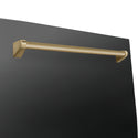 ZLINE Autograph Edition 24" Monument Series 3rd Rack Top Touch Control Tall Tub Dishwasher in Black Stainless Steel with Champagne Bronze Handle, 45dBa (DWMTZ-BS-24-CB)