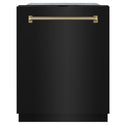 ZLINE Autograph Edition 24 in. Monument Series 3rd Rack Top Touch Control Tall Tub Dishwasher in Black Stainless Steel with Champagne Bronze Helix Handle, 45dBa (DWMTZ-BS-24-KCB)