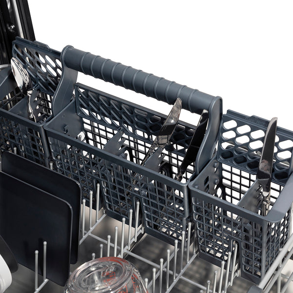 ZLINE Autograph Edition 24 in. Monument Series 3rd Rack Top Touch Control Tall Tub Dishwasher in Black Stainless Steel with Polished Gold Helix Handle, 45dBa (DWMTZ-BS-24-KG)