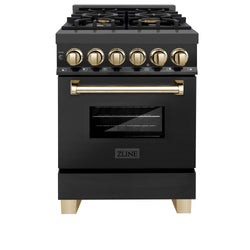 ZLINE Autograph Edition 24 in. 2.8 cu. ft. Legacy Dual Fuel Range with 4 Burner Gas Cooktop and Electric Convection Oven in Stainless Steel