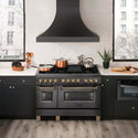 ZLINE Autograph Edition 48 in. 6.0 cu. ft. Legacy Dual Fuel Range with 7 Burner Gas Cooktop and 2 Electric Ovens in Black Stainless Steel and Champagne Bronze Accents, Open Box-Good Condition