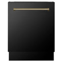 ZLINE Autograph Edition 24" 3rd Rack Top Control Tall Tub Dishwasher in Black Stainless Steel with Accent Handle, 51dBa (DWVZ-BS-24)