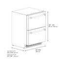 ZLINE Autograph Edition 24 in. Touchstone 168 Can Outdoor-Rated Dual Refrigerator Drawer with Black Stainless Steel Doors and Champagne Bronze Helix Handles (RDSOZ-BS-24-KCB)