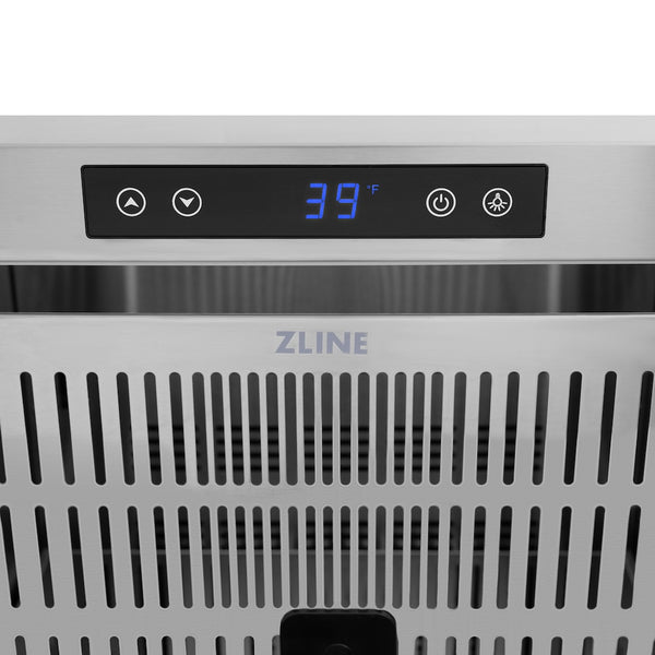 ZLINE Autograph Edition 24 in. Touchstone 168 Can Outdoor-Rated Dual Refrigerator Drawer with Black Stainless Steel Doors and Champagne Bronze Helix Handles (RDSOZ-BS-24-KCB)