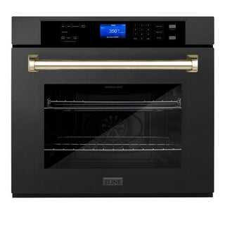 Buy gold ZLINE 30&quot; Autograph Edition Single Wall Oven with Self Clean and True Convection in Black Stainless Steel (AWSZ-30-BS)