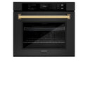 ZLINE 30 in. Autograph Edition Professional True Convection Single Wall Oven with Air Fry and Self Clean in Black Stainless Steel with Champagne Bronze Handle (WASBZ-30-CB)