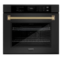 ZLINE Autograph Edition 30 in. Professional True Convection Single Wall Oven with Air Fry and Self Clean in Black Stainless Steel with Champagne Bronze Helix Handle (WASBZ-30-KCB)