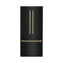 ZLINE Autograph Edition 36 in. 19.6 cu. ft. French Door Built-In Bottom Freezer Refrigerator with Water Dispenser and Ice Maker in Black Stainless Steel with Champagne Bronze Accents (RBIVZ-BS-36-CB)