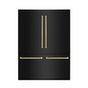 ZLINE 60" Autograph Edition 32.2 cu. ft. Built-in 4-Door French Door Refrigerator with Internal Water and Ice Dispenser in Black Stainless Steel with Champagne Bronze Accents (RBIVZ-BS-60-CB)