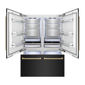 ZLINE Autograph Edition 60 in. 32.2 cu. ft. French Door Built-In Bottom Freezer Refrigerator with Water Dispenser and Ice Maker in Black Stainless Steel with Champagne Bronze Accents (RBIVZ-BS-60-CB)