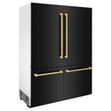 ZLINE Autograph Edition 60 in. 32.2 cu. ft. French Door Built-In Bottom Freezer Refrigerator with Water Dispenser and Ice Maker in Black Stainless Steel with Champagne Bronze Accents (RBIVZ-BS-60-CB)