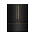 ZLINE 60" Autograph Edition 32.2 cu. ft. Built-in 4-Door French Door Refrigerator with Internal Water and Ice Dispenser in Black Stainless Steel with Polished Gold  Accents (RBIVZ-BS-60-G)