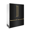 ZLINE 60" Autograph Edition 32.2 cu. ft. Built-in 4-Door French Door Refrigerator with Internal Water and Ice Dispenser in Black Stainless Steel with Polished Gold  Accents (RBIVZ-BS-60-G)