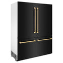 ZLINE Autograph Edition 60 in. 32.2 cu. ft. French Door Built-In Bottom Freezer Refrigerator with Water Dispenser and Ice Maker in Black Stainless Steel with Polished Gold Accents (RBIVZ-BS-60-G)