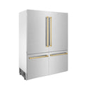 ZLINE 60" Autograph Edition 32.2 cu. ft. Built-in 4-Door French Door Refrigerator with Internal Water and Ice Dispenser in Fingerprint Resistant Stainless Steel with Polished Gold  Accents (RBIVZ-SN-60-G)