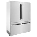 ZLINE Autograph Edition 60 in. 32.2 cu. ft. French Door Built-In Bottom Freezer Refrigerator with Water Dispenser and Ice Maker in DuraSnow® Stainless Steel with Matte Black Accents (RBIVZ-SN-60-MB)