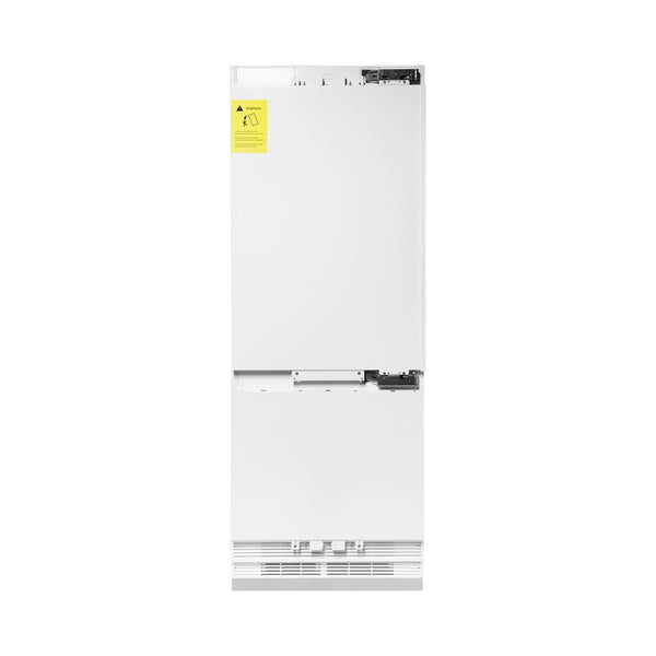 ZLINE Autograph Edition 30 in. 16.1 cu. ft. Panel Ready Built-in 2-Door Bottom Freezer Refrigerator with Internal Water and Ice Dispenser with Polished Gold Handles (RBIVZ-30-G)