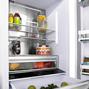ZLINE Autograph Edition 36 in. 19.6 cu. ft. French Door Built-In Bottom Freezer Refrigerator with Water Dispenser and Ice Maker in Satin Stainless Steel with Polished Gold Accents (RBIVZ-SN-36-G)
