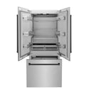 ZLINE Autograph Edition 36 in. 19.6 cu. ft. French Door Built-In Bottom Freezer Refrigerator with Water Dispenser and Ice Maker in Satin Stainless Steel with Matte Black Accents (RBIVZ-SN-36-MB)