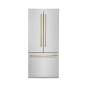 ZLINE 36" Autograph Edition 19.6 cu. ft. Built-in 2-Door Bottom Freezer Refrigerator with Internal Water and Ice Dispenser in Stainless Steel with Champagne Bronze Accents (RBIVZ-304-36-CB)