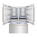 ZLINE Autograph Edition 60 in. 32.2 cu. ft. French Door Built-In Bottom Freezer Refrigerator with Water Dispenser and Ice Maker in Stainless Steel with Champagne Bronze Accents (RBIVZ-304-60-CB)