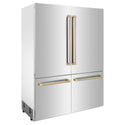 ZLINE Autograph Edition 60 in. 32.2 cu. ft. French Door Built-In Bottom Freezer Refrigerator with Water Dispenser and Ice Maker in Stainless Steel with Champagne Bronze Accents (RBIVZ-304-60-CB)