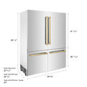 ZLINE Autograph Edition 60 in. 32.2 cu. ft. French Door Built-In Bottom Freezer Refrigerator with Water Dispenser and Ice Maker in Stainless Steel with Polished Gold Accents (RBIVZ-304-60-G)