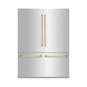 ZLINE Autograph Edition 60 in. 32.2 cu. ft. French Door Built-In Bottom Freezer Refrigerator with Water Dispenser and Ice Maker in Stainless Steel with Polished Gold Accents (RBIVZ-304-60-G)