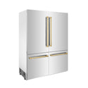 ZLINE Autograph Edition 60 in. 32.2 cu. ft. French Door Built-In Bottom Freezer Refrigerator with Water Dispenser and Ice Maker in Stainless Steel with Polished Gold Accents (RBIVZ-304-60-G)