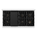 ZLINE Autograph Edition 48 in. 6.7 cu. ft. Classic Double Oven Dual Fuel Range with 8 Burner Gas Cooktop in DuraSnow® Stainless Steel and Champagne Bronze Accents (CDRSZ-48-CB)