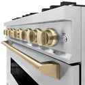 ZLINE Autograph Edition 36 in. 5.2 cu. ft. Classic Gas Range with 6 Burner Cooktop and Convection Gas Oven in Stainless Steel and Champagne Bronze Accents (CGRZ-36-CB)