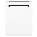 ZLINE 48 in. Autograph Edition Kitchen Package with Stainless Steel Dual Fuel Range with White Matte Door, Range Hood and Dishwasher with Matte Black Accents (3AKP-RAWMRHDWM48-MB)