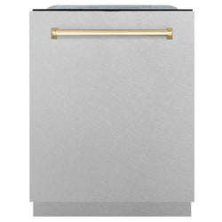 ZLINE Autograph Edition 24" 3rd Rack Top Touch Control Tall Tub Dishwasher in DuraSnow Stainless Steel with Accent Handle, 45dBa (DWMTZ-SN-24)
