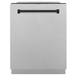 ZLINE Autograph Edition 24" 3rd Rack Top Touch Control Tall Tub Dishwasher in DuraSnow Stainless Steel with Accent Handle, 45dBa (DWMTZ-SN-24)