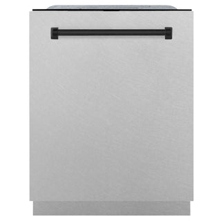 Buy matte-black ZLINE Autograph Edition 24&quot; 3rd Rack Top Touch Control Tall Tub Dishwasher in DuraSnow Stainless Steel with Accent Handle, 45dBa (DWMTZ-SN-24)