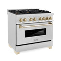 ZLINE Autograph Edition 36 in. 4.6 cu. ft. Dual Fuel Range with Gas Stove and Electric Oven in DuraSnow Stainless Steel with Accents (RASZ-SN-36)