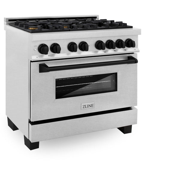 ZLINE Autograph Edition 36 in. 4.6 cu. ft. Dual Fuel Range with Gas Stove and Electric Oven in DuraSnow Stainless Steel with Accents (RASZ-SN-36)