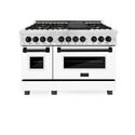 ZLINE Autograph Edition 48" 6.0 cu. ft. Dual Fuel Range with Gas Stove and Electric Oven in DuraSnow Stainless Steel with White Matte Door with Accents (RASZ-WM-48)