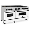 ZLINE Autograph Edition 60 in. 7.4 cu. ft. Dual Fuel Range with Gas Stove and Electric Oven in DuraSnow Stainless Steel with White Matte Door and Accents (RASZ-WM-60)