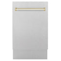 ZLINE Autograph Edition 18” Tallac Series 3rd Rack Top Control Built-In Dishwasher in Fingerprint Resistant Stainless Steel with Polished Gold Handle, 51dBa (DWVZ-SN-18-G)