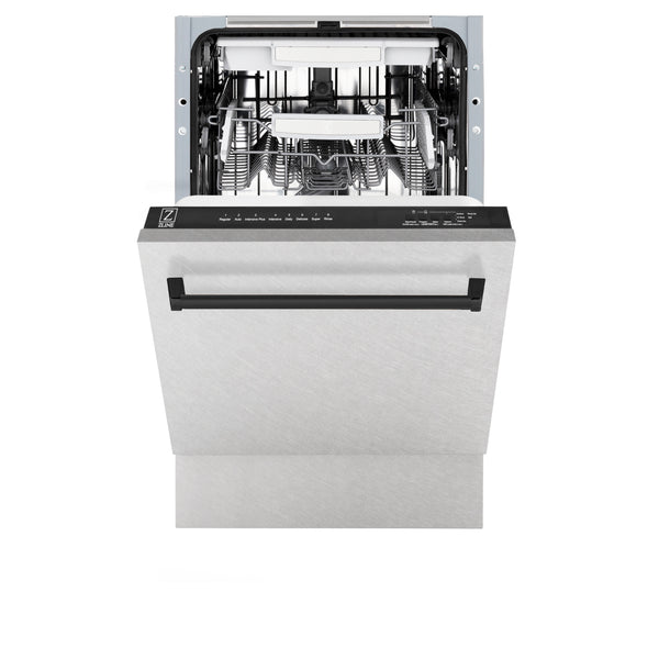 ZLINE Autograph Edition 18" Compact 3rd Rack Top Control Dishwasher in DuraSnow Stainless Steel with Accent Handle, 51dBa (DWVZ-SN-18)