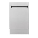 ZLINE Autograph Edition 18” Tallac Series 3rd Rack Top Control Built-In Dishwasher in Fingerprint Resistant Stainless Steel with Matte Black Handle, 51dBa (DWVZ-SN-18-MB)